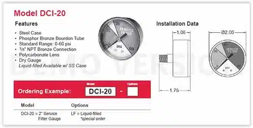 DCI-20 Gauge for Return Line Applications Specs