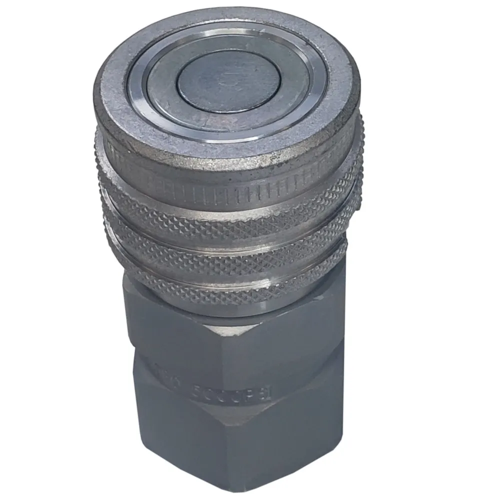 Parker FEM-501-10FO, 1/2", Female Coupler, 7/8-14 UNF, 12 GPM, 3,625 PSI, ISO 16028, Flush Face, FEM Series