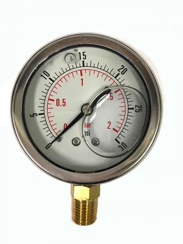 CF1P-002A Glycerine-filled Gauge - Stainless Steel Case, Polycarbonate Lens