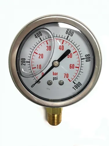 CF1P-070A Glycerine-filled Pressure Gauge - Stainless Steel, Polycarbonate Lens