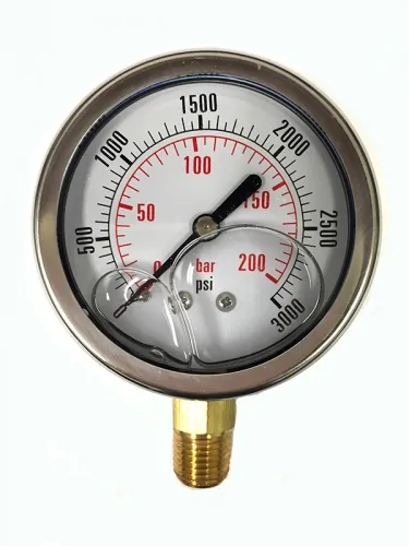 CF1P-210A Glycerine-filled Pressure Gauge - Stainless Steel Case, 3000 psi Range