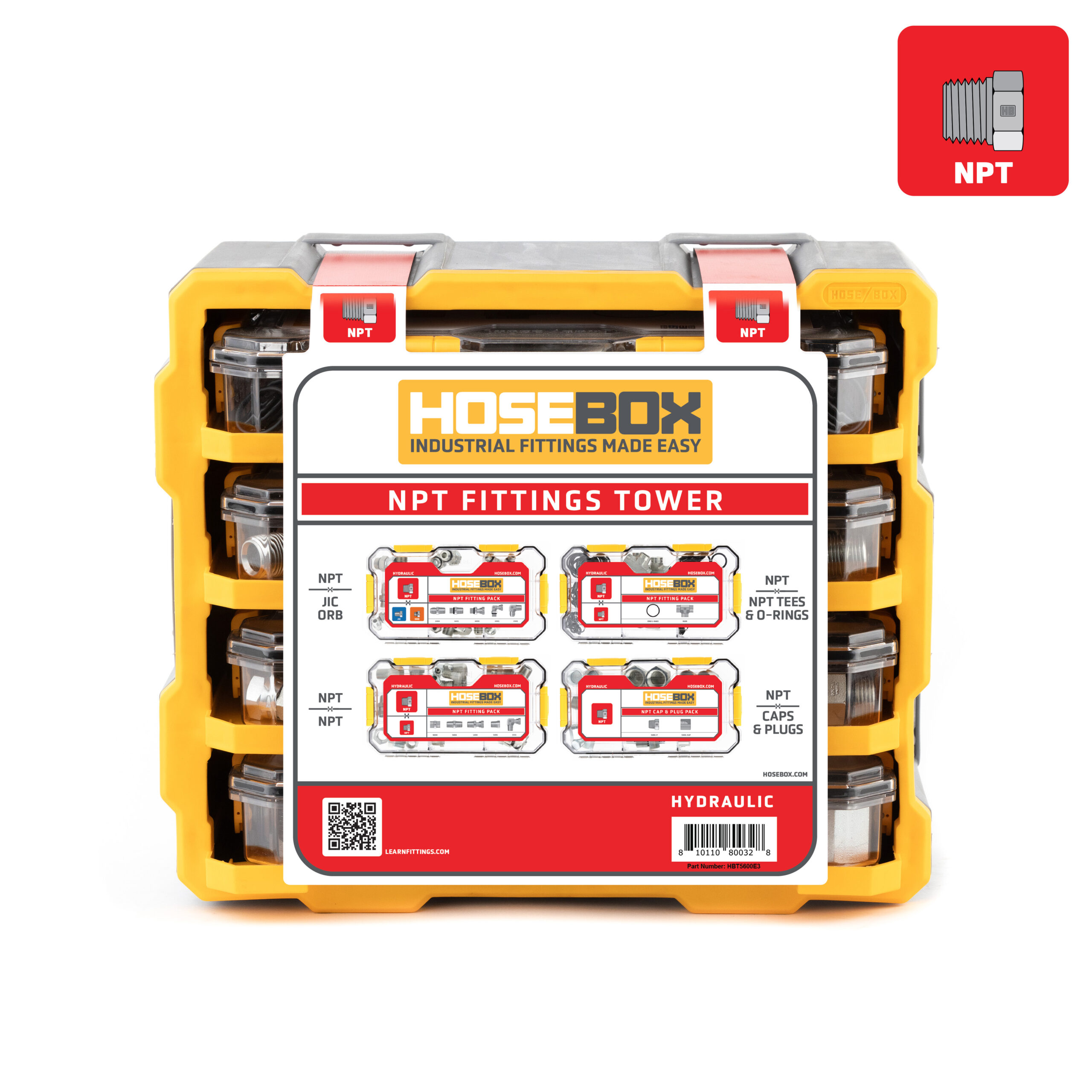 Hose Box NPT Hydraulic Adapter And Fittings Kit Everyday Series HBT5600E3