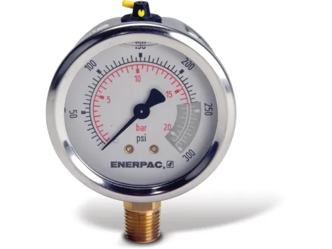 Enerpac G2512L Hydraulic Pressure Gauge, 2.50" Display Face, 300 PSI, Glycerin Filled