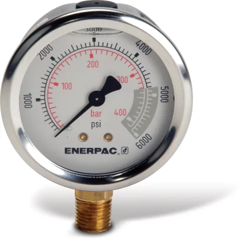 Enerpac G2517L Hydraulic Pressure Gauge, 2.50" Display Face, 6000 PSI, Glycerin Filled