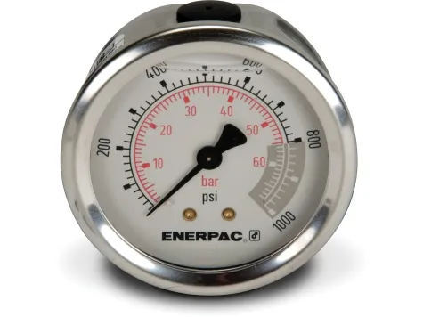 Enerpac G2531R Hydraulic Pressure Gauge, 2.50" Display Face, 1000 PSI, Glycerin Filled, Center Rear Mount