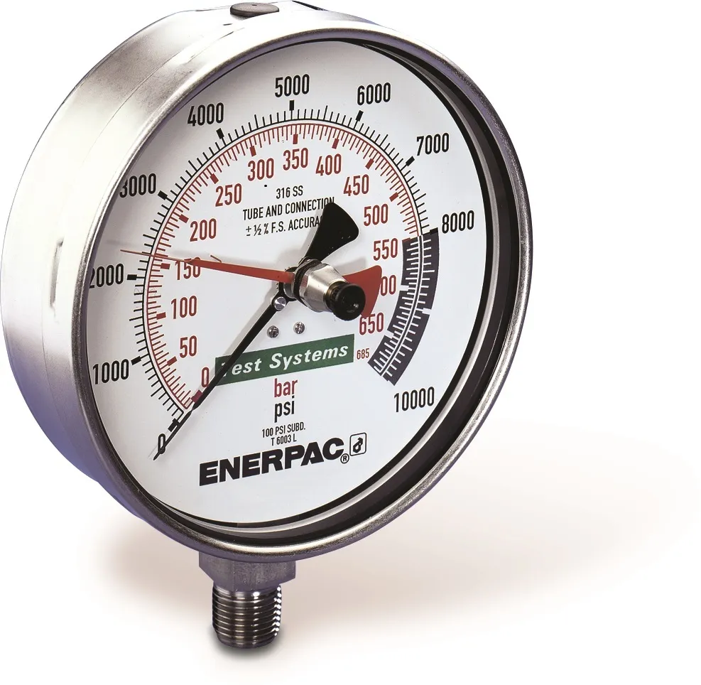 Enerpac T-6002L Test System Gauge, 5000 PSI, Alloy Steel