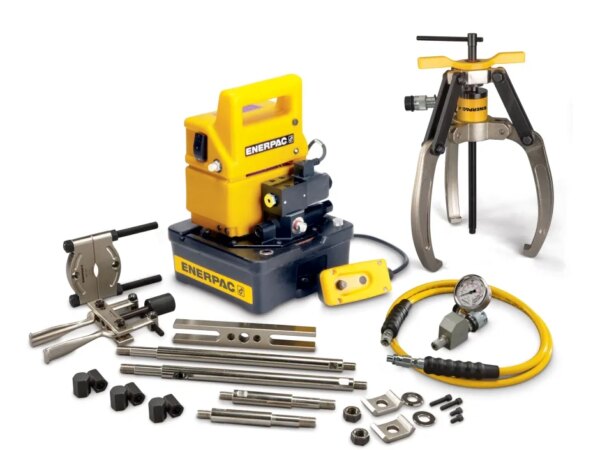Enerpac LGHMS-324EB 24 Ton Hydraulic Lock Grip Master Puller Set with 115V Electric Pump 3 Jaw