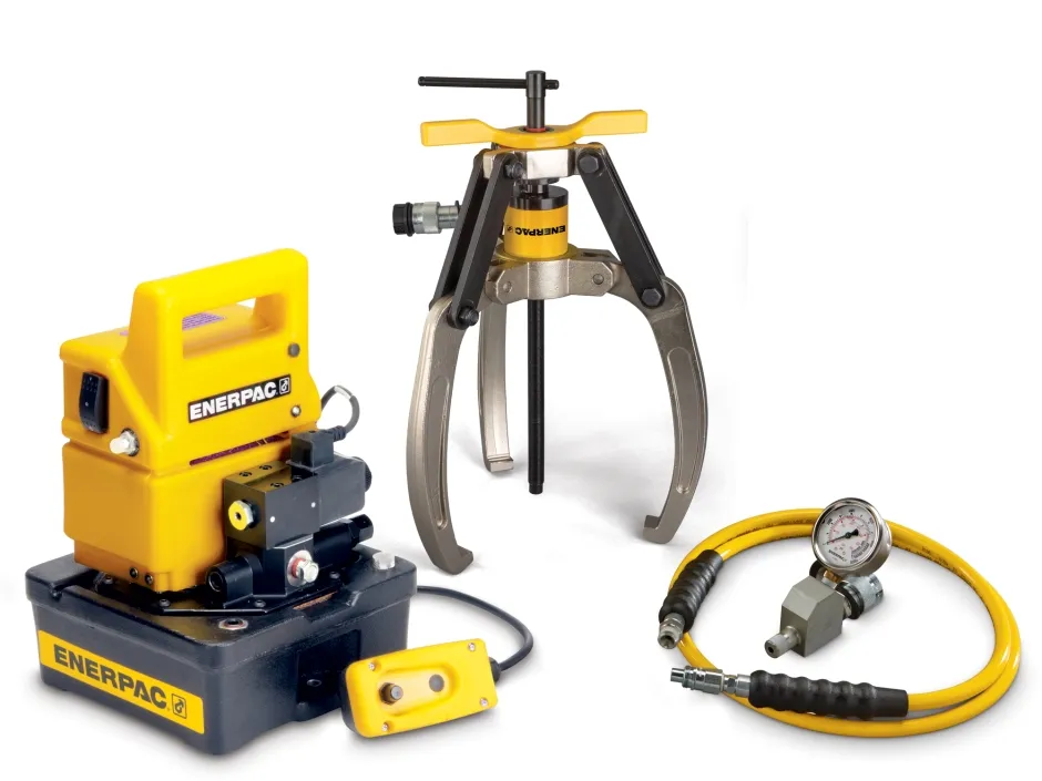 Enerpac LGHS-314EE 14 Ton Hydraulic Lock Grip Puller Set with 230V Electric Pump 3 Jaw