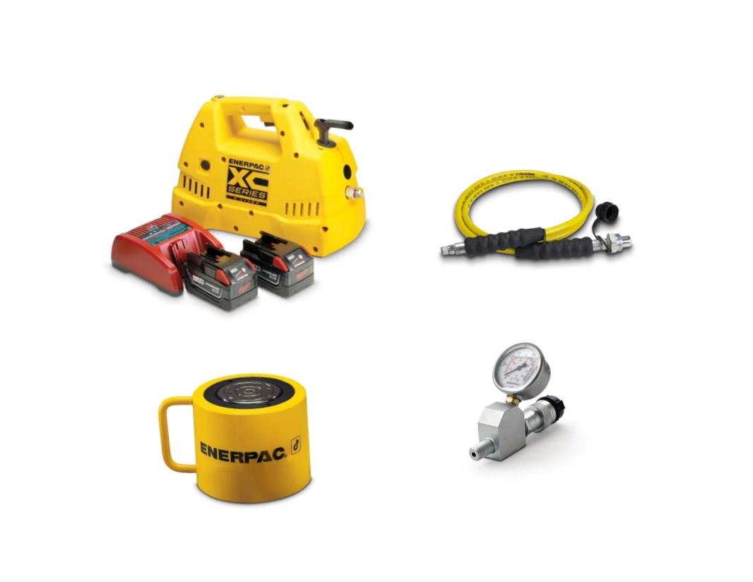 Enerpac SCL-502XCB 50 Ton 2.38 in Stroke Low Height Hydraulic Cylinder and Cordless (115V) Pump Set