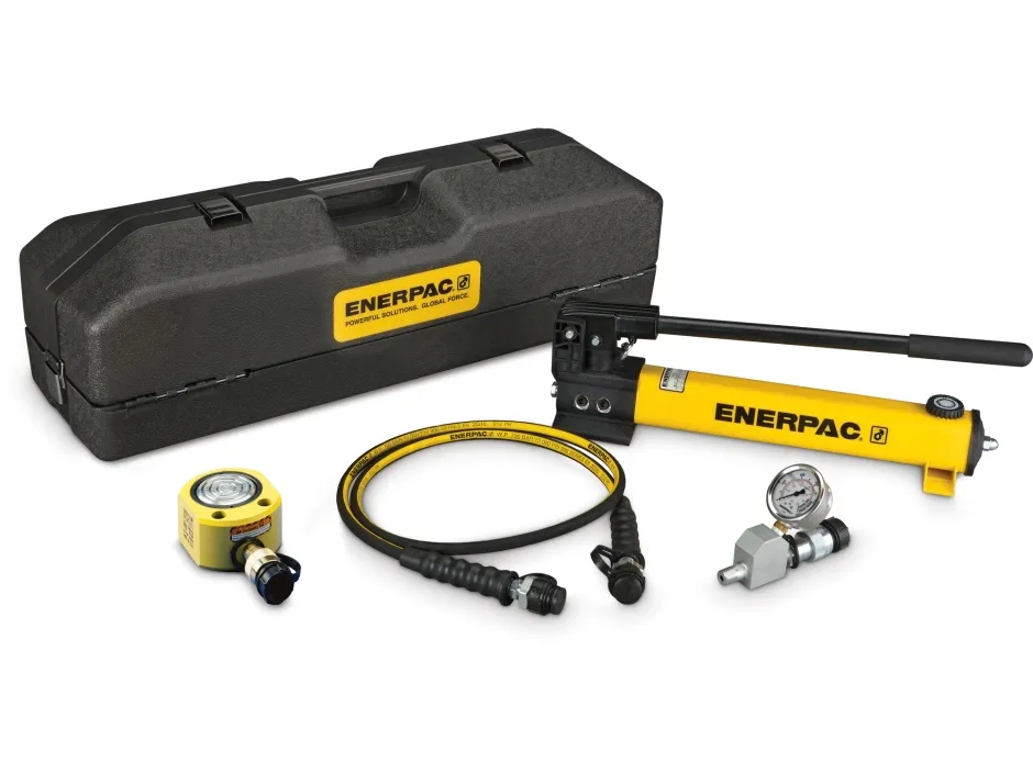 Enerpac SRS-300TB Hydraulic Toolbox 30 Ton .50 in Stroke Low Height Hydraulic Cylinder and Pump Set